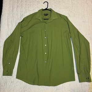 Van Heusen Green Slim Fit Wrinkle Resistant Stretch Button-Up Shirt 16.5 36/37